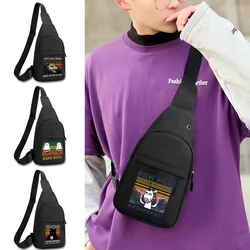 Bolso de pecho de tendencia para hombre, bandolera deportiva de lona, bolso de hombro para teléfono móvil, bolso de pecho con estampado de patrón Pew, 2022