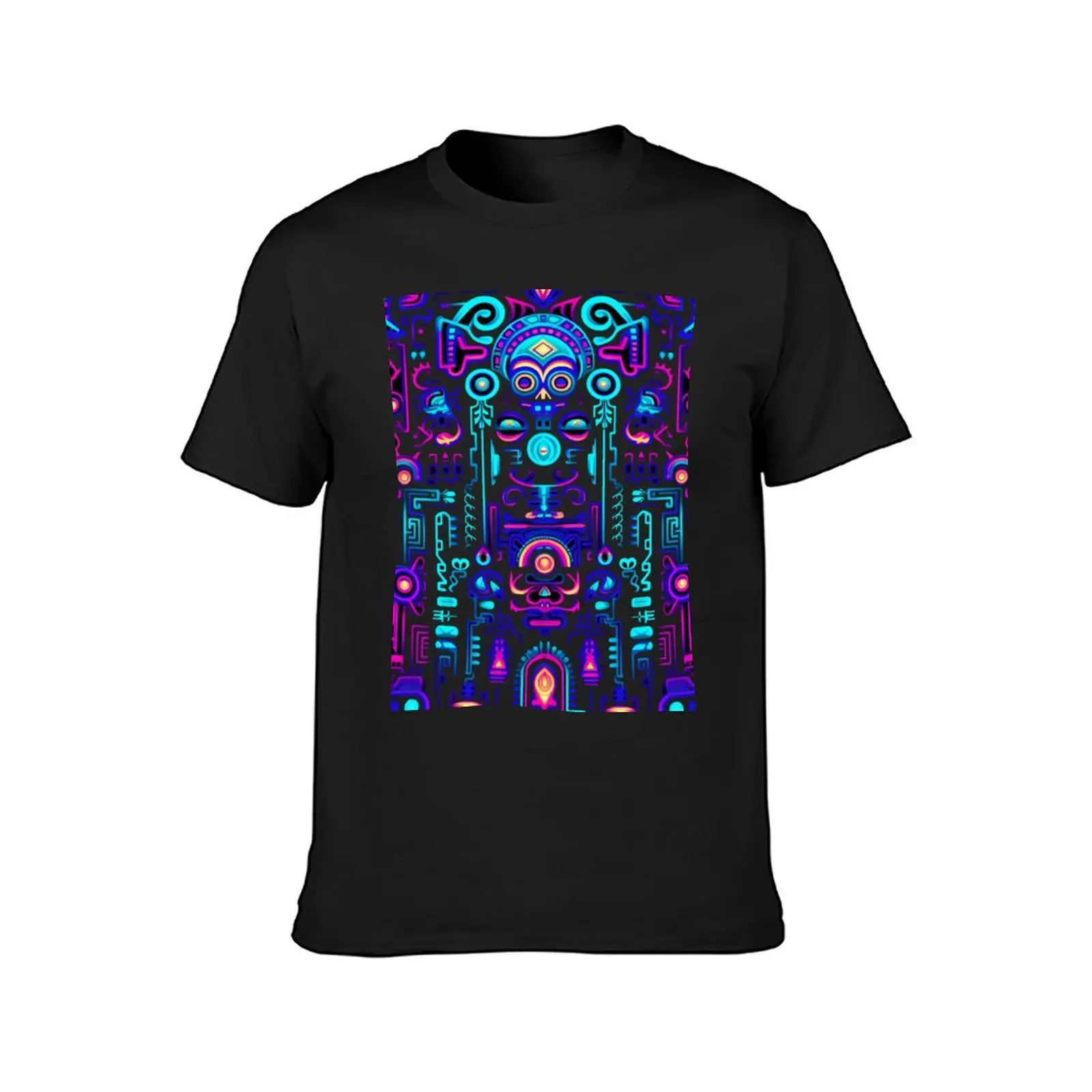 Blacklight Huichol Art Canvas T-Shirt heavyweights plus size tops mens graphic t-shirts hip hop