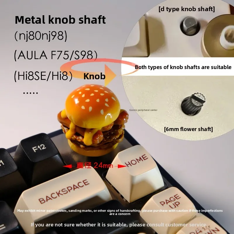 Cute Burger Keycaps Original Design Cartoon Keycaps for Mechanical Keyboard Personalized Customization ESC Artisan Keycaps Gift