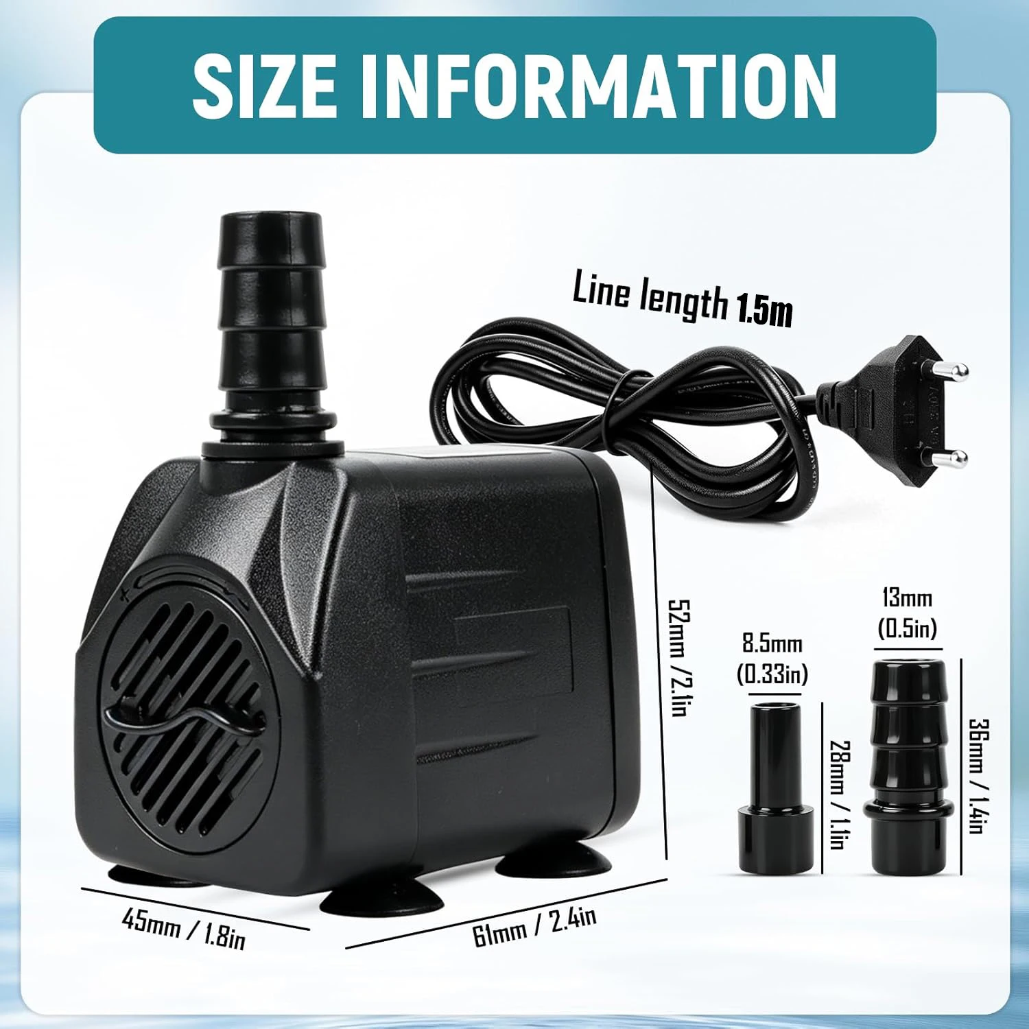 1 Stück AC 220V Tauchwasserpumpe (3W/5W/8W/10W) mit EU-Stecker – Geeignet für Aquarien, Brunnen, Fischteiche und Gartenwasser – Detail 2