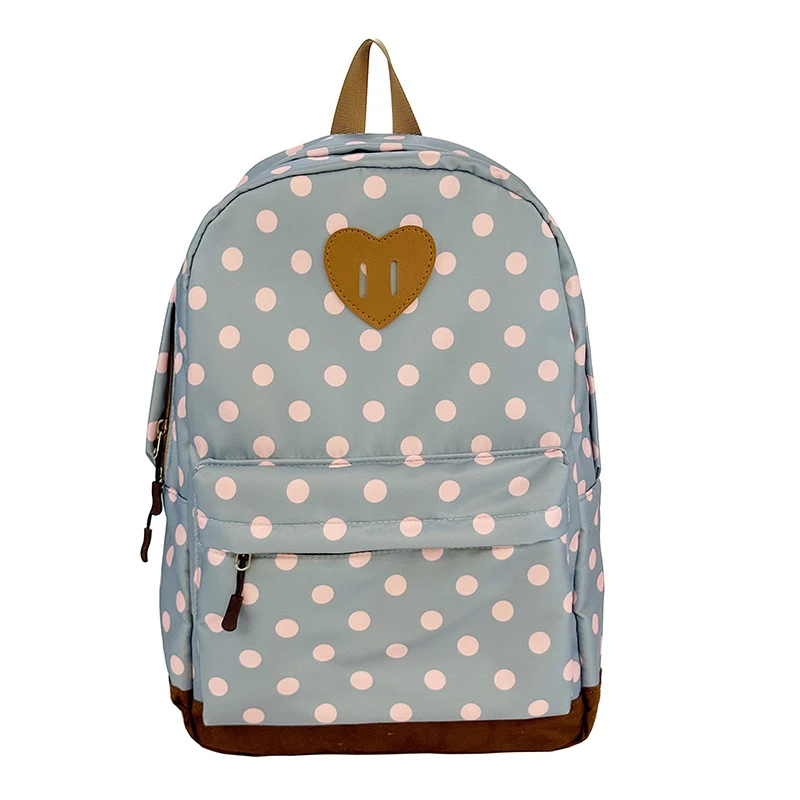 Cute Polka Dot Backpack for Teen Girls College Style School Bag Travel Hiking Small Rucksack