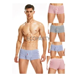 Colored Striped Boxers For Men High Quality Woven Cotton Home Shorts Casual Loose Plus Size Underwear Men Sexy