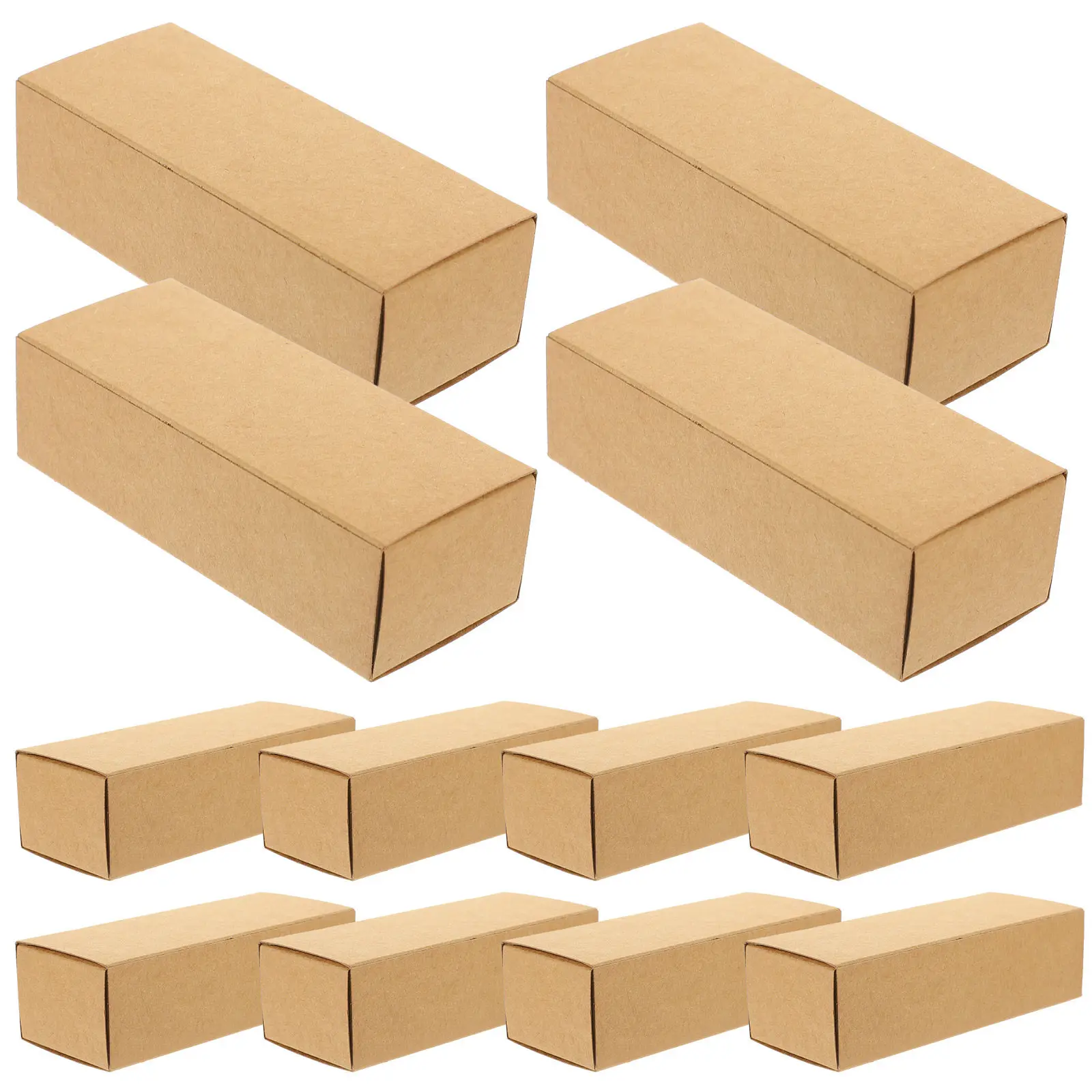 12Pcs Space Saving Lipstick Wrapping Storage Box Brown Kraft Cardboard Gift Wrap Box for Perfume Essential Oil Candy Small Gifts