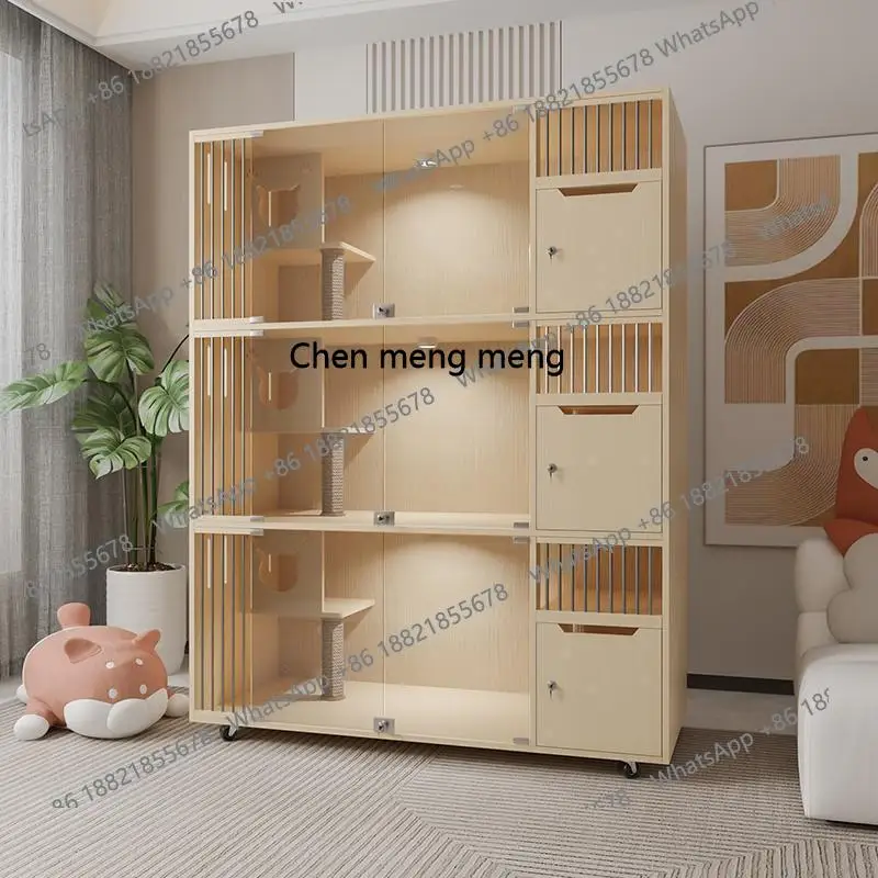 

X Cat House Pet Shop Luxury Solid Wood Display, Pet Cat Villa Cage