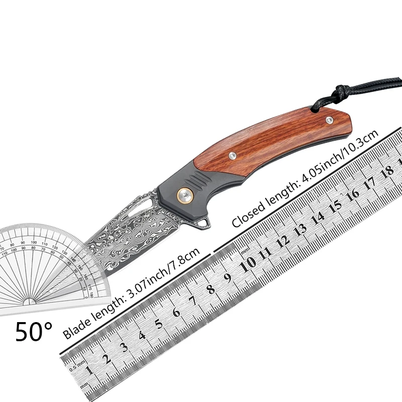 Cuchillo plegable de acero damasco, cuchillo de bolsillo, sable táctico para exteriores, cuchillo de supervivencia para acampar y cazar, cuchillo multifunción EDC