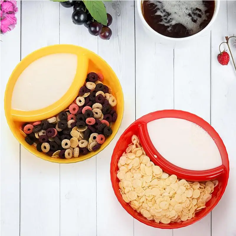 Chip and Dip Bowls Anti-Soggy Divided Cereal Serving Dish Stackable Plate with Dipping Section Cracker Bowls Divided Platters