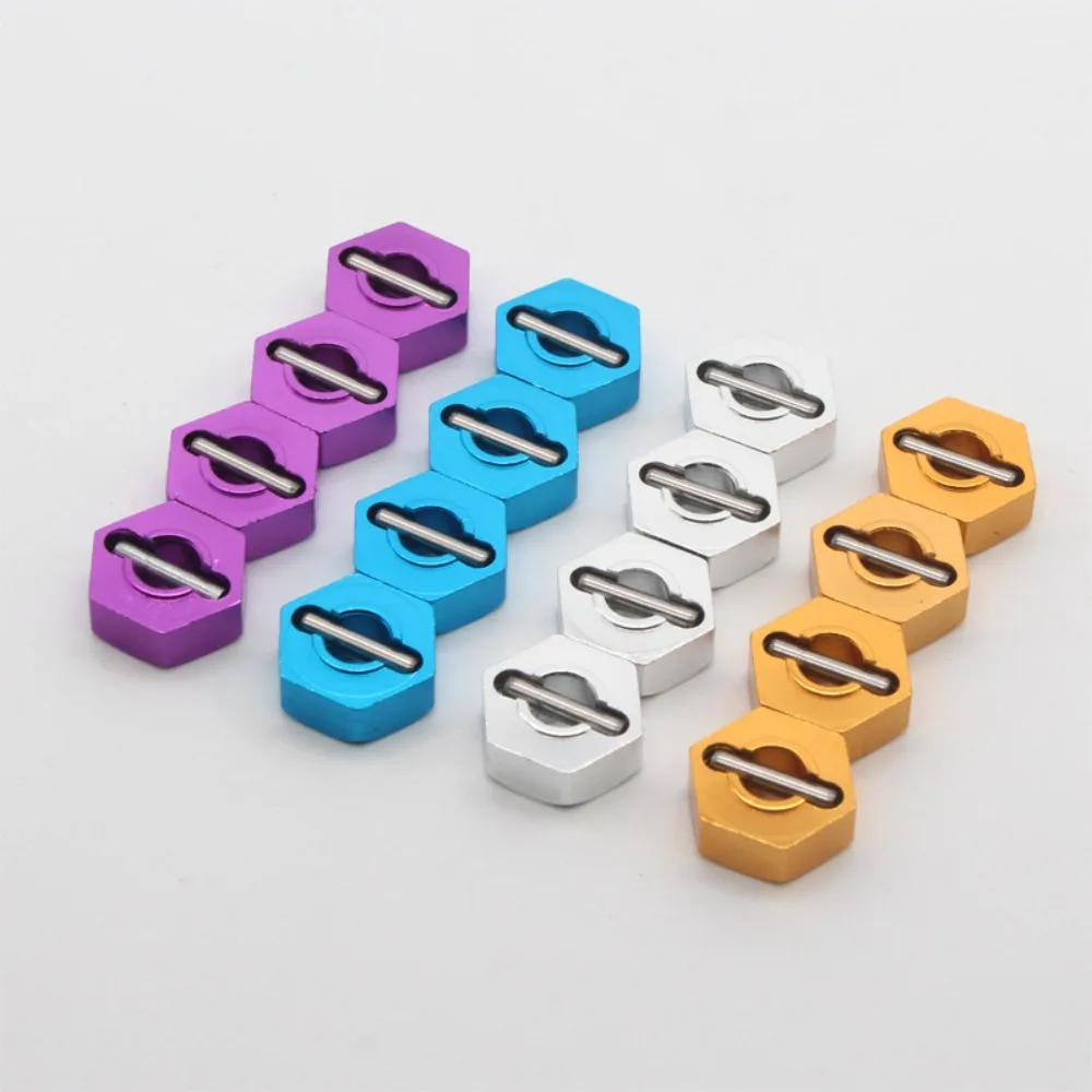 4pcs HSP RC Wheel Hex Nut 12MM Aluminum Pins Drive Hubs 1/10 Upgrade 102042 02100 Hub Adapter for 4WD RC Car Himoto