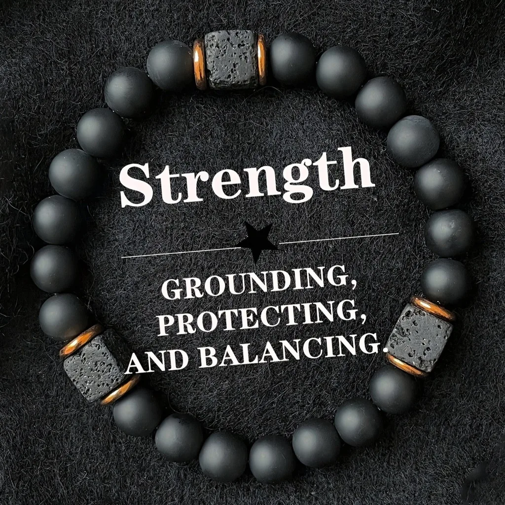 Men'S Beaded Bracelet Unique Natural Stone Bracelet Black Onyx Bracelet Versatile For Daily Commuting Modern Styles Gift For