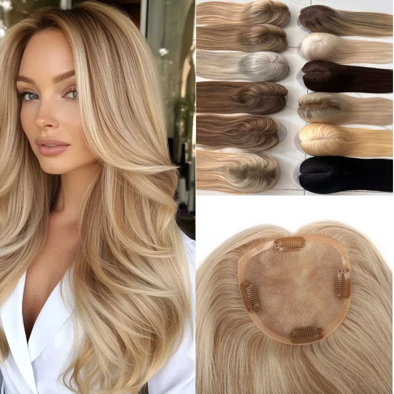 Virgin Hair Topper with Mono Top | High Density | No Shedding | Natural Look | Multiple Colors & Sizes