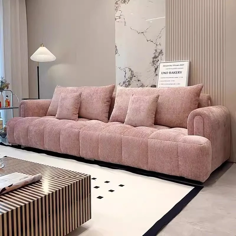 

2025 new sofa, French cream style fabric sofa, light luxury model house, villa living room straight row