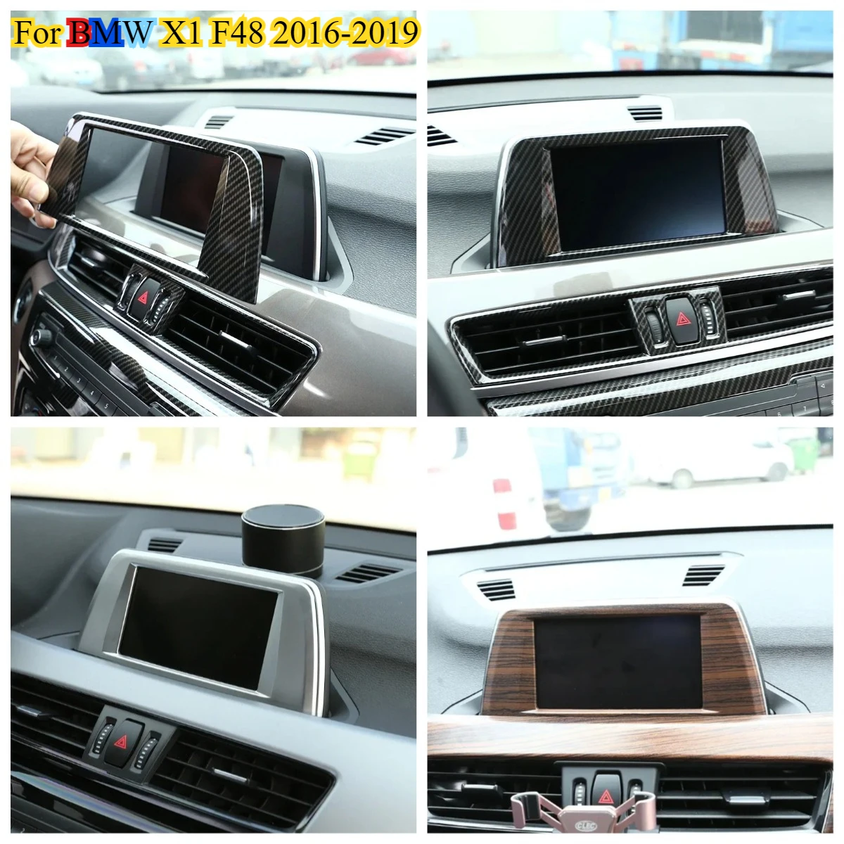 

For BMW X1 F48 2016-2019 ABS Carbon Fiber Car Central Control Navigation Panel Frame Cover Trim Sticker Interior Car Accessories