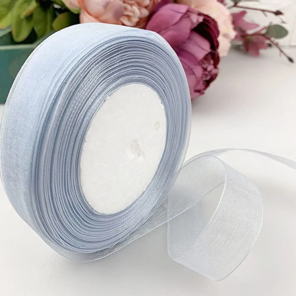 45M*2cm Durable Polyester Sheer Chiffon Ribbon Yarn Glitter DIY Crafts Bow Trim Wedding Decoration Halloween