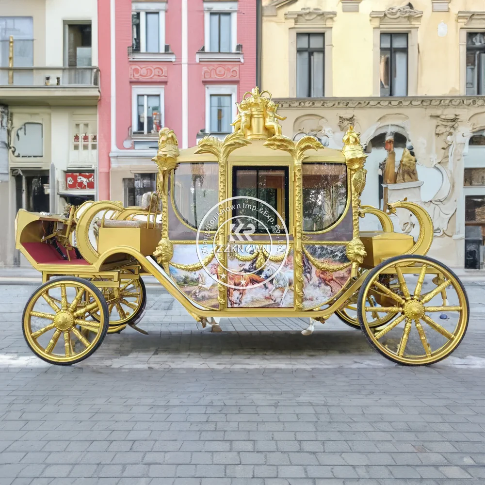 White Horse Carriage for Christmas Cinderella Pumpkin Horse Buggy for Wedding Princess Wedding Buggy Golden Horse Buggy