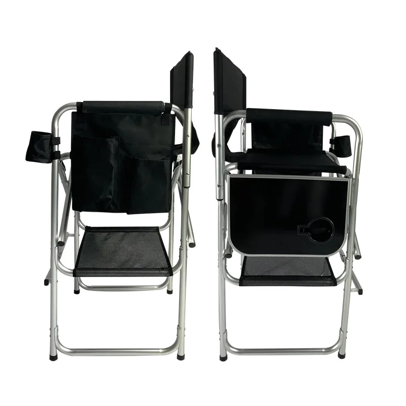Foldable Tall Director Chair with Side Table Cup Holder Footrest and Carry Bag for Makeup Artists and Clients Folding Chair