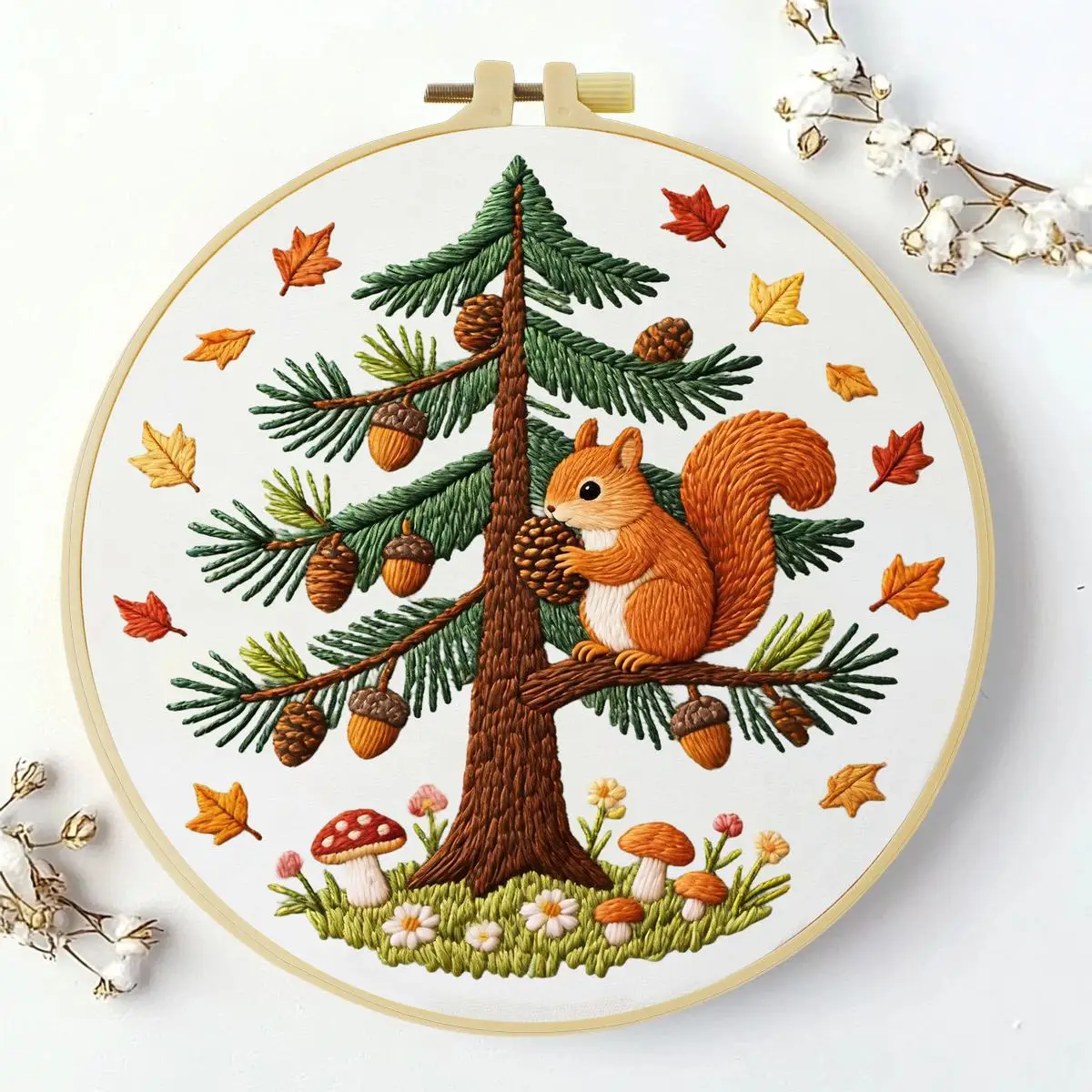 1 Stück 20X20CM/15X15CM 7,87/6,3 Zoll Eichhörnchen-Stickerei-Starter-Kit DIY-Kit DIY-Stickerei-Set Handarbeiten Malerei – Detail 1