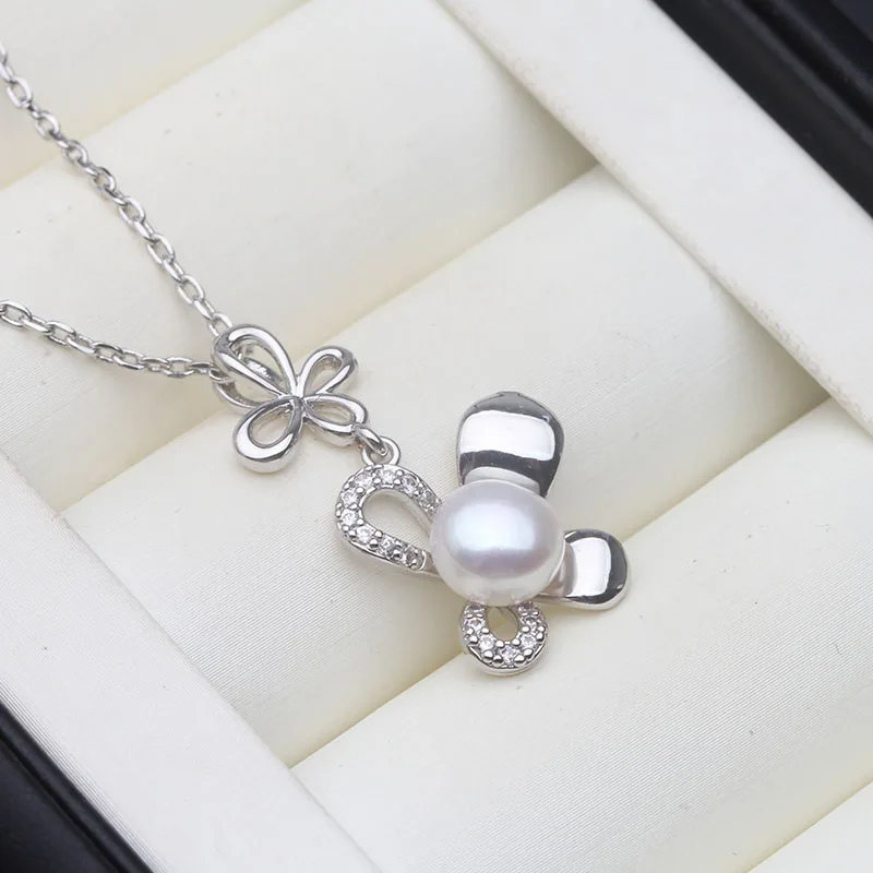 

Real Natural Cultured White Pearl Necklaces For Woman,Wedding Freshwater 925 Silver Pearl Pendant Wife Birthday Gift Purple