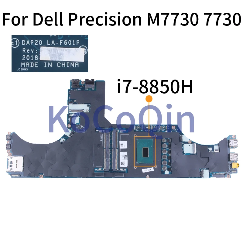 

LA-F601P для прецизионной материнской платы ноутбука Dell DAP20 LA-F601P 0R0YNP 0GP3DD Core i5 i7-8th Gen, материнская плата для ноутбука протестирована