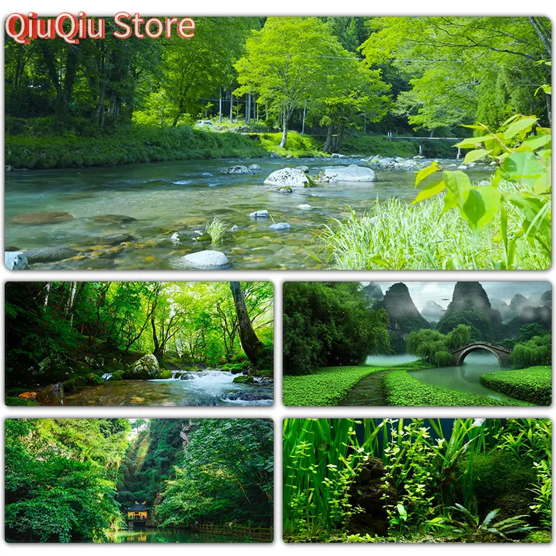 

Зеленый коврик для мыши с защитой глаз, большой настольный коврик с лусным деревом, зеленый пейзаж, природный пейзаж, коврик для компьютерной клавиатуры