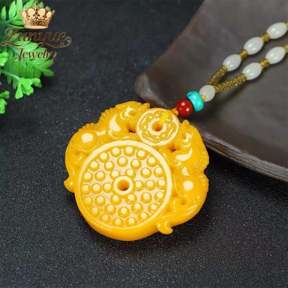 

Hetian Yellow Jade Double Pi Xiu Hallowed-Out Pendant Luxury Quality Fashion Fine Jewelry Exquisite Charms Elegant Popular Gift
