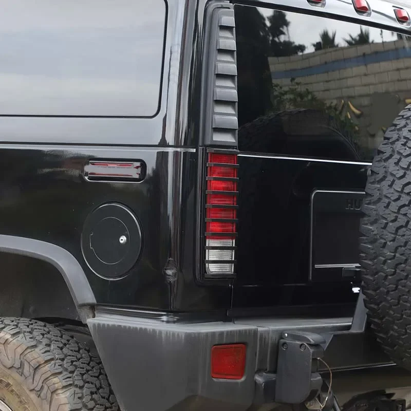 

2Pcs Stainless Steel Black For 2003-2009 Hummer H2 Car Styling Car Tail Lights Brake Lights Protection Mesh Cover Auto Parts