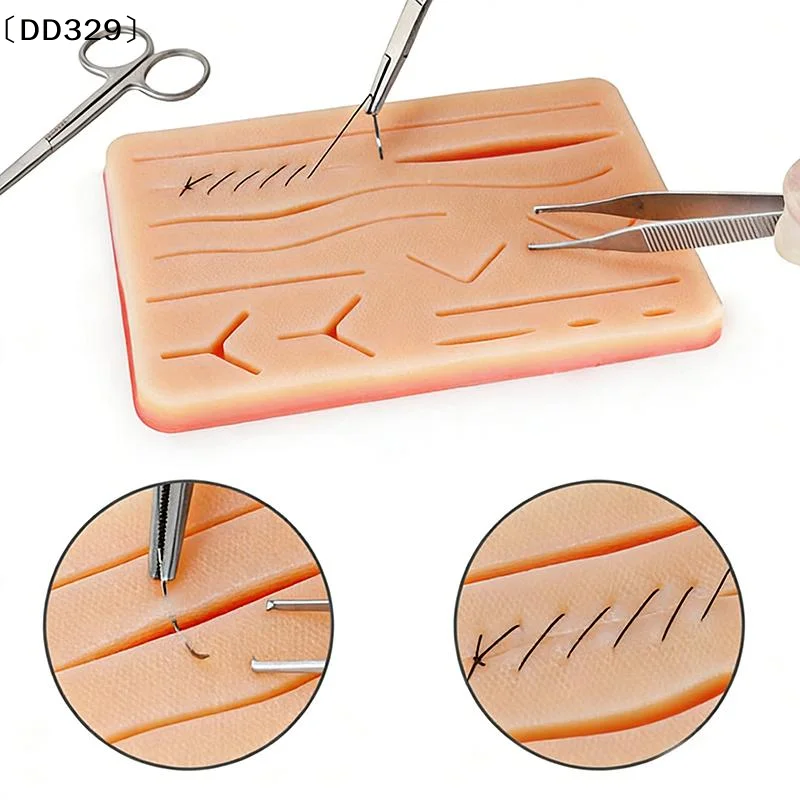 Reusable Surgical Suture Kit Pad Silicone Skin Wounds Suture Practice Traumatic Simulation Wounds Training Teaching Model〔DD329〕