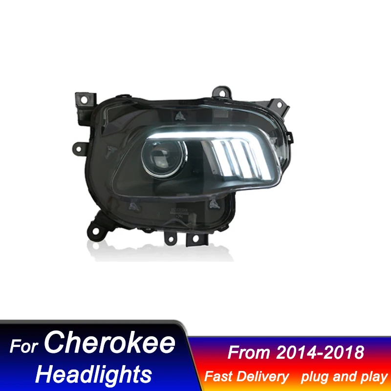 

Car styling Headlights For Jeep CHEROKEE 2014-2018 new style full LED DRL Dynamic Signal Lamp Head Lamp Front light Assembly