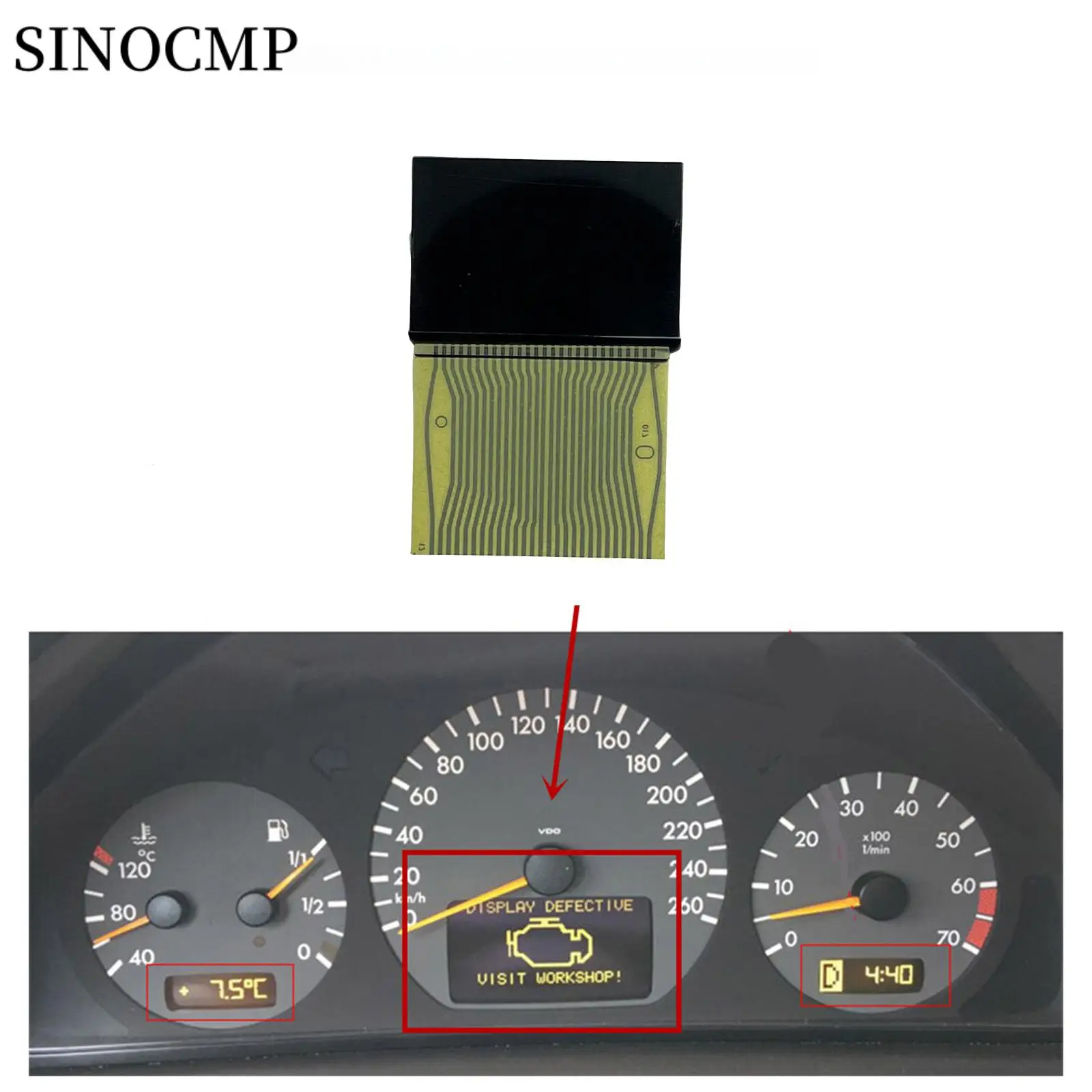 

Car Dashboard Middle LCD Display Screen For Mercedes Benz W202 W210 W208 R170 1998-2002 Parts Speedometer Pixel Repair Screen