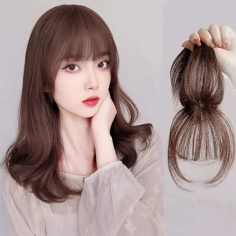 3D French Air Bangs Hair Topper, Invisible Seamless Realistic Hairpiece, Viral Fake Fringe Clip-In Hair Patch