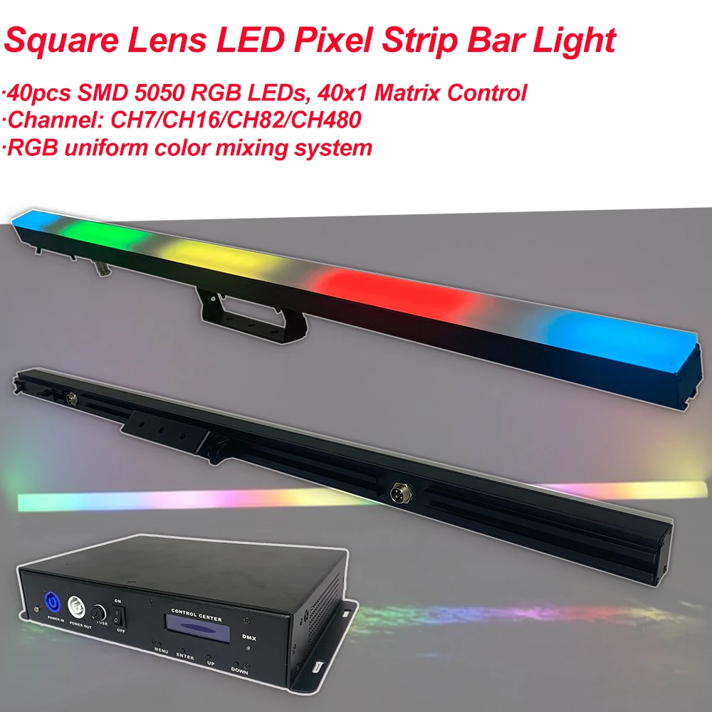 Yuer LED Bar Stage Dyeing Light RGB 3IN1 40X0.5W Digital Tube Pixel rigid Strip DMX RGB IC Color DJ Bar Party Wall Washer Light