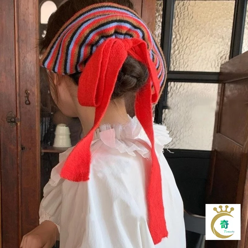 

2025 Ins тем же цвет вязаная большая повязка для волос с высоким хвостом повязка на голову с шариком универсальные аксессуары для волос контрастного цвета