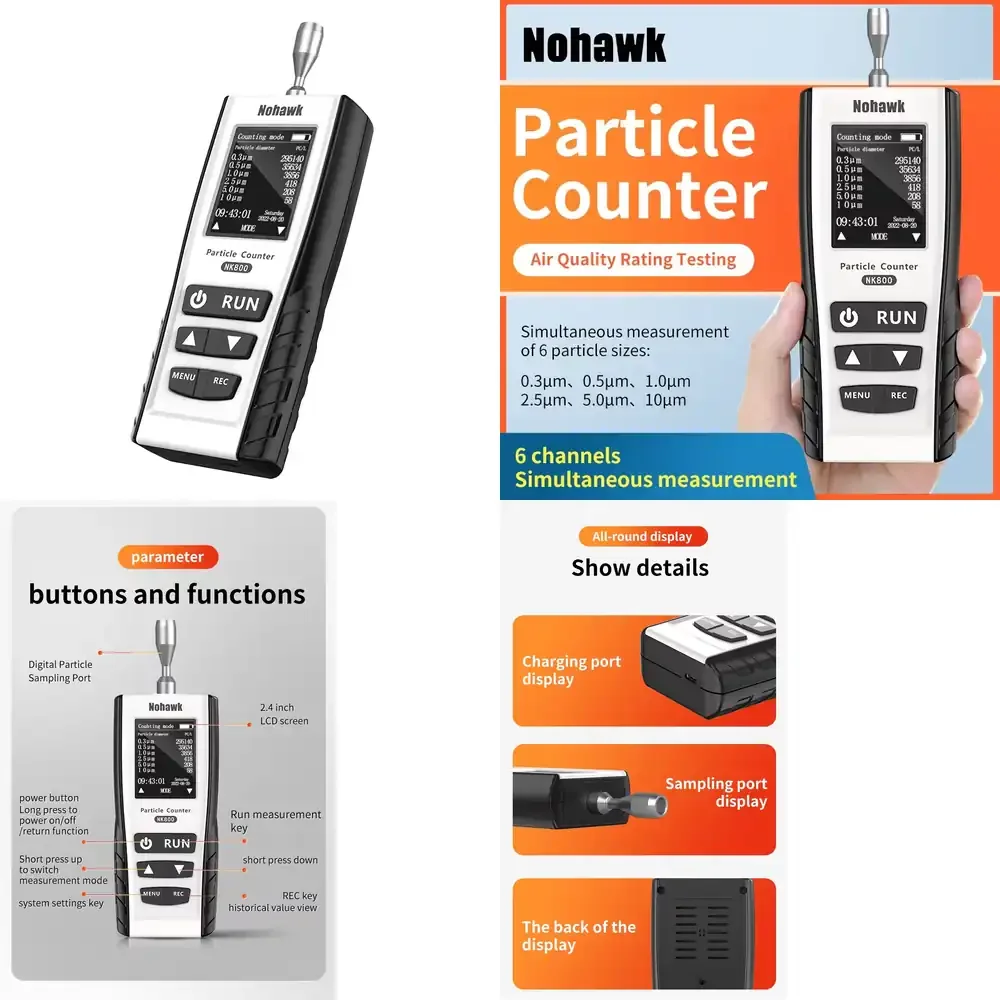 

Rechargeable Dust Particles Air Quality Detection Particle Counter PM2.5 PM10 Dust Particle