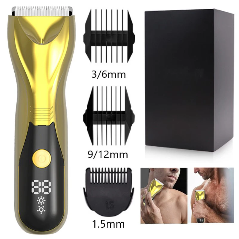 

LED Display Pubic Electric Groin Body Hair Trimmer Waterproof Wet and Dry Trimmer Male Hygiene Ball Shaver for Men Rechargeable