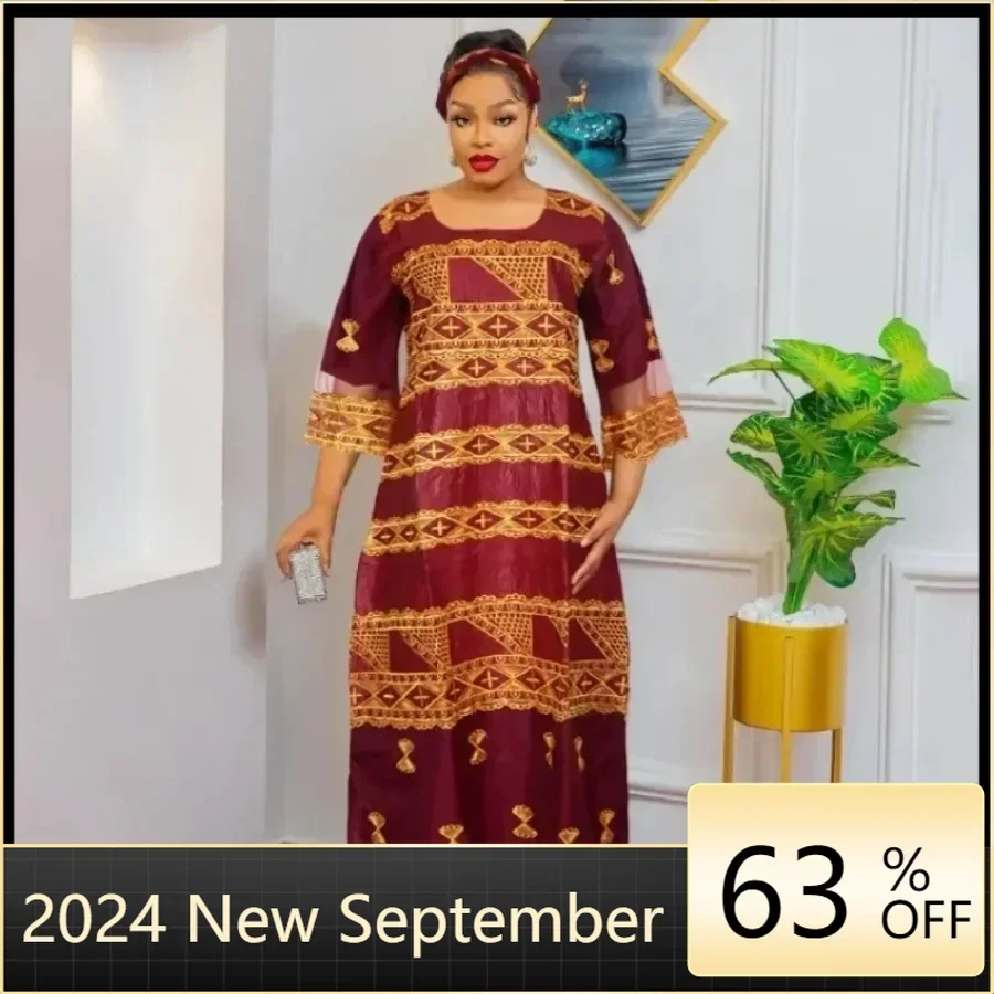 

2024 African Dresses for Women Traditional Africa Clothing Dashiki Ankara Outfits Gown Abayas Robe Muslim Kaftan Maxi Long Dress