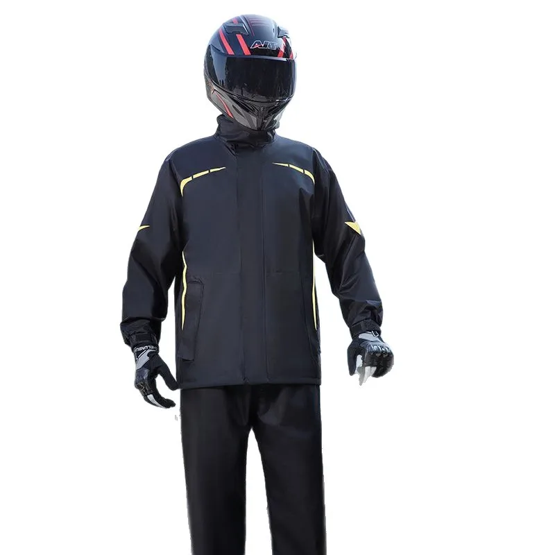 Men's Motorcycle Rain Suit, Split Type Rain Jacket & Pants Set, Heavy Rainproof Reflective Cycling Rainwear for Delivery Riders