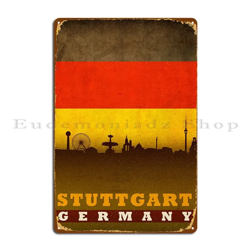 Stuttgart Germany City Metal Sign Retro Kitchen Cinema Printing Cinema Tin Sign Poster