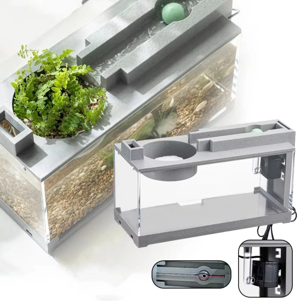 

Flowing Water Landscape Fish Tank Creative Silent Filter Small Aquarium with Water Pump Light Large Capacity