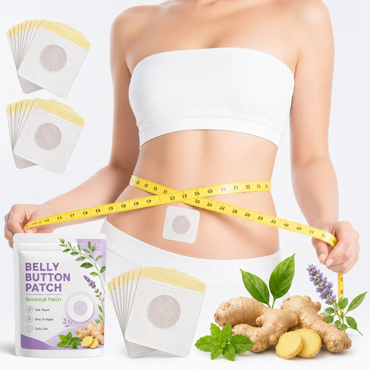 40pcs Belly Button Patch Stickers, Botanical Style Soft Touch Body Patches For Daily Routine
