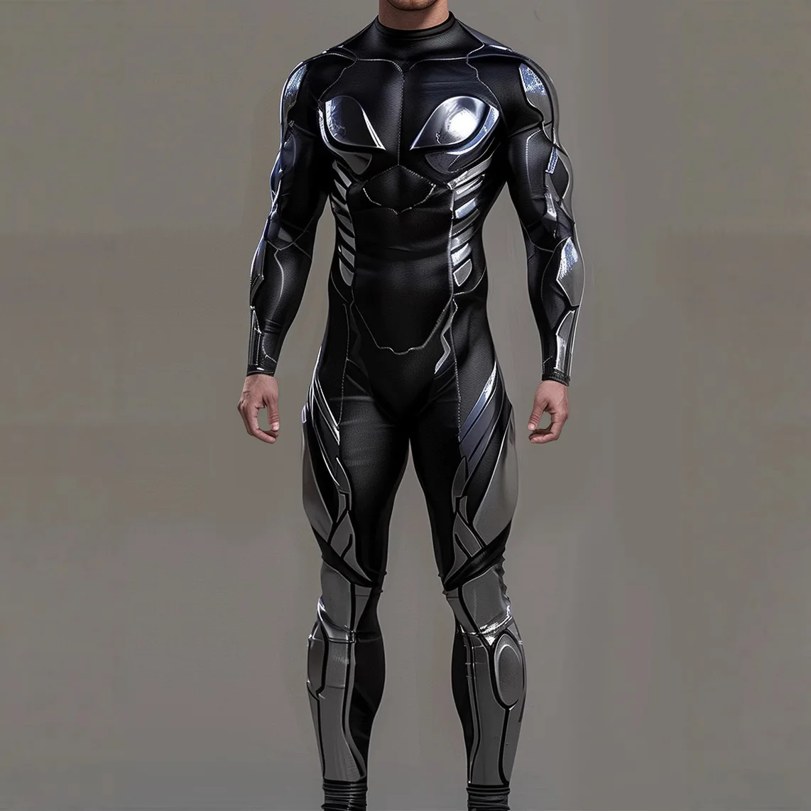 Steampunk CyberPunk Futuristic Mechanical Armour Jumpsuit Cool Fighter Cosplay Bodysuit Costume Halloween Party Shows Men Zentai view 3