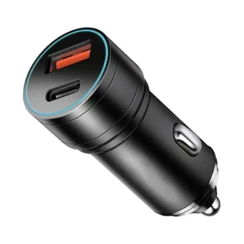Mini Cargador De Coche PD QC3.0 USB Tipo C, Cargador De Coche De Carga Rápida, Puertos Duales, Cargador De Teléfono Para iPhone,