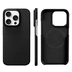 LANGSIDI Natural Cowhide Leather for Magsafe Case for iPhone 16 15 Pro Max Promax 15Pro 16Pro Luxury Magnetic Phone Back Cover
