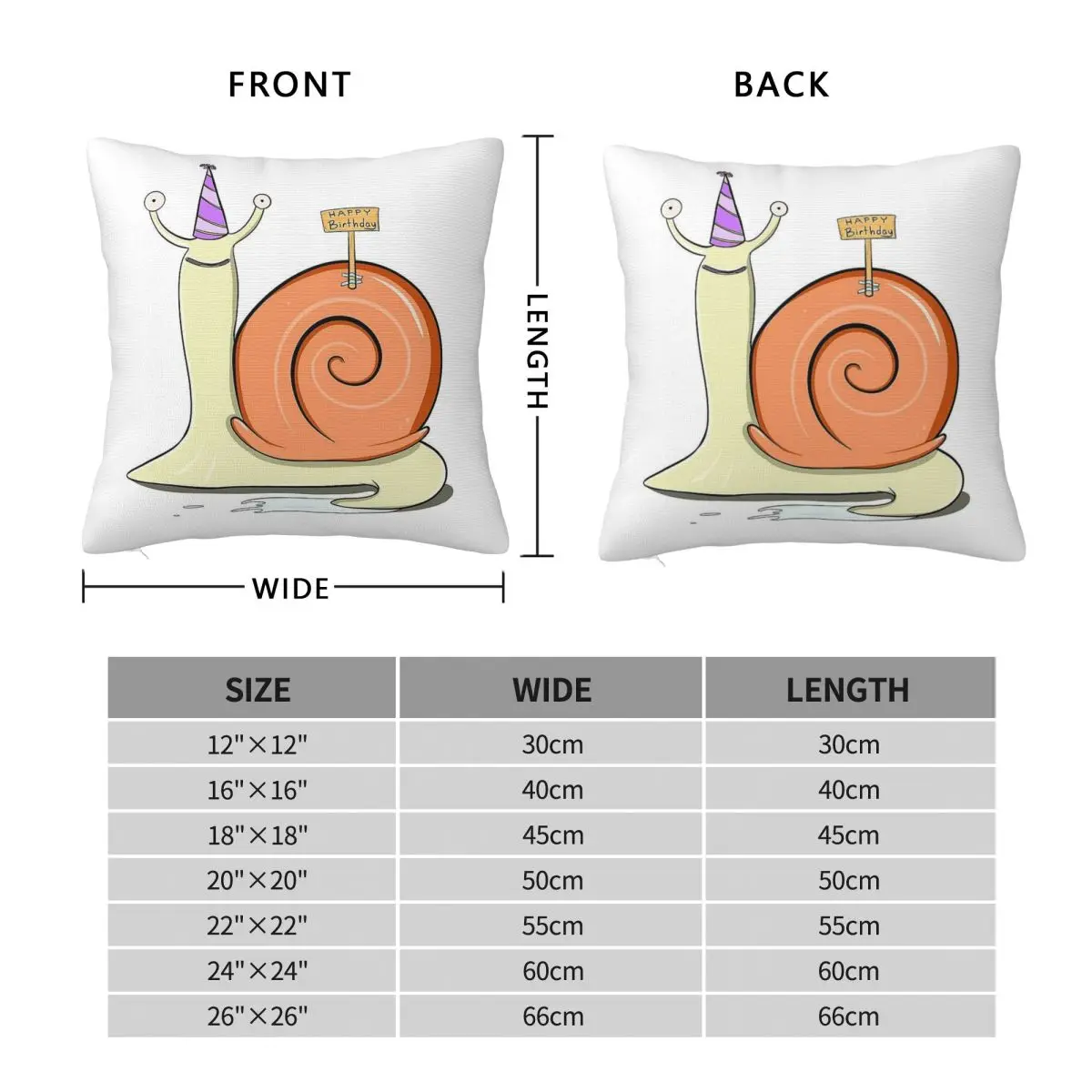 Happy Birthday From Simon The Snail Square Pillowcase Polyester Linen Velvet Printed Zip Decorative Pillow Case Car Cushion 18