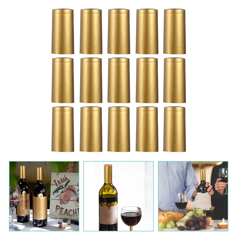 

50pcs Bottle Caps Heat Shrink Sealer PVC Membrane for DIY Homemade Maker Supplies Strong Golden Color