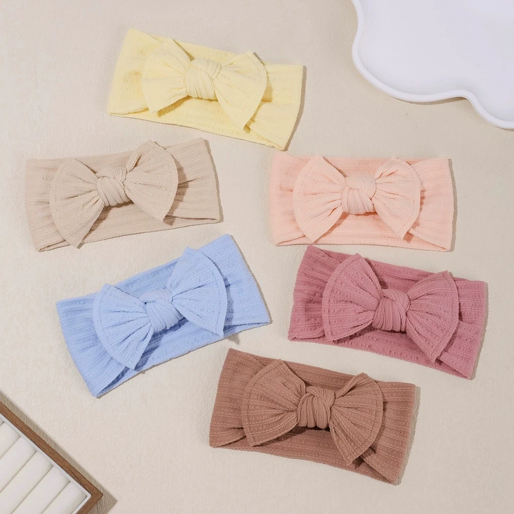 

Solid Cable Bow Baby Headband for Child Nylon Layers Headwear Kids Elastic Turban Headwraps Newborn Boys Girls Hair Accessories