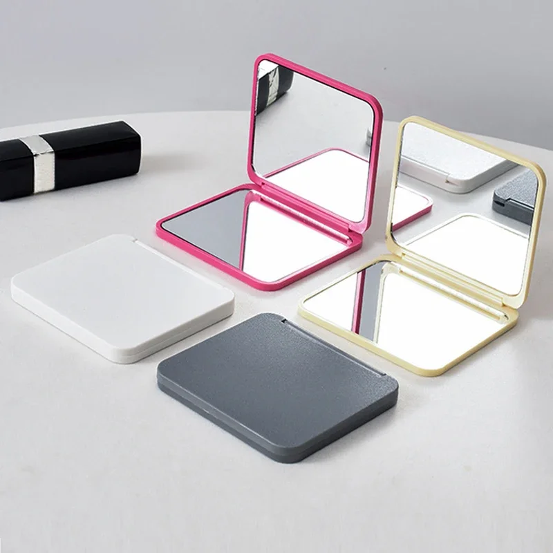 

2-Face Makeup Mirror Square Portable Cute Girl'S Gift Hand Mini Mirror Pocket Double-Sided Makeup Mirror Compact Multiple Colors