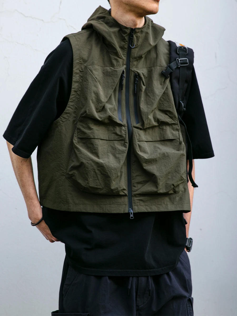 

Уличный рабочий жилет, мужской повседневный водостойкий жилет с капюшоном Jaet, японская многоэтажная рабочая одежда для отдыха