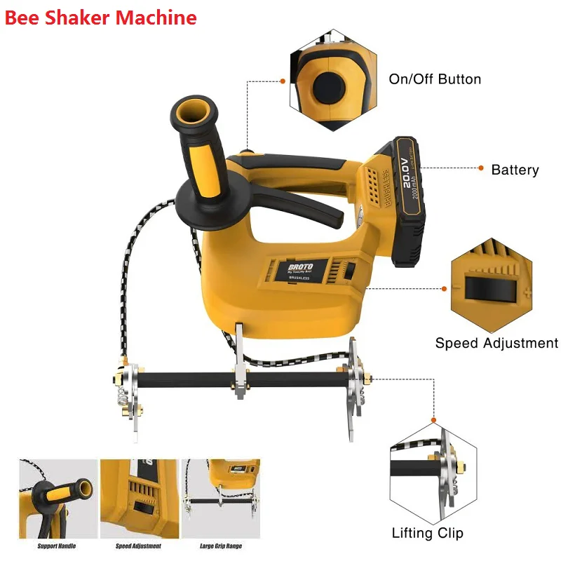 

Bee Shaker Machine Wireless Lithium Battery Bee Shaking Machine Bee Hive Box Shaker Chargeable Beehive Nest Frame Shaker Remover
