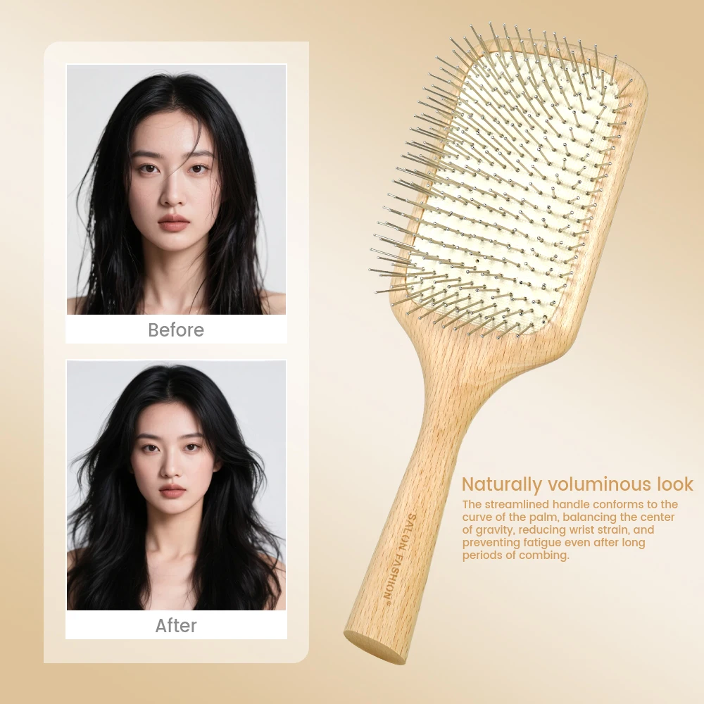 

Деревянная щетка для волос, массажная антистатическая щетка для распутывания волос, эластичная подушка для гладкого волос, инструмент для ежедневного ухода