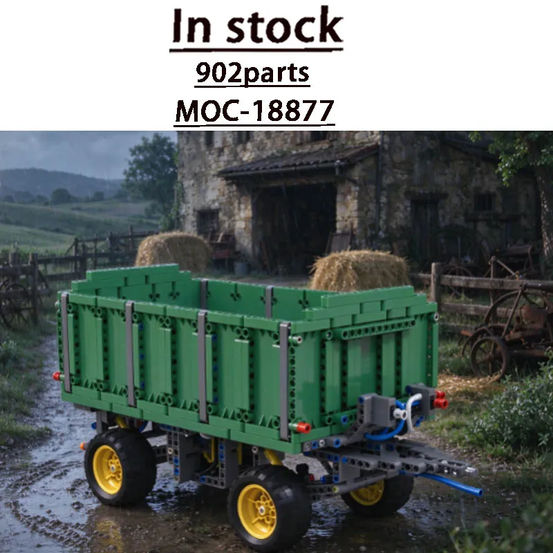 MOC-18877 Farm Countryside Farmland Three-Axle Tilt Trailer Building Block Model902Parts Creative Fun Holiday Christmas Toy Gift