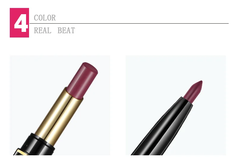 คุณภาพสูง Double-ended Lasting กันน้ําลิปสติก Lip Liner ปากกาแต่งหน้า Matte Pigment Non-stick Cup Lip Stick Liner เครื่องสําอาง