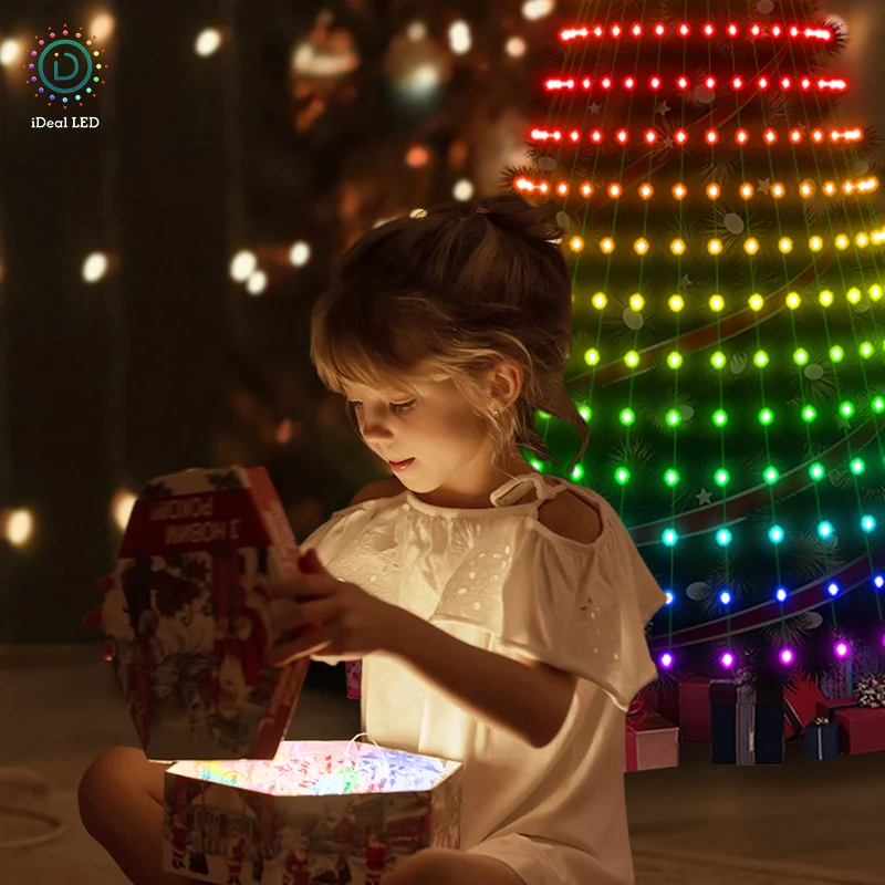 Imagem -04 - Árvore de Natal Inteligente Toppers Luzes App Faça Você Mesmo Imagem Led Rgb Luz da Corda Controle Bluetooth Led Estrela Corda Cachoeira Natal